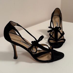 Manolo Blahnik Black Suede Lace-Up Ankle - Eu women’s 36